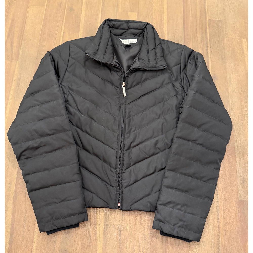 White House Black‎ Market Quilted Chevron Puffer Jacket Black Size Medium